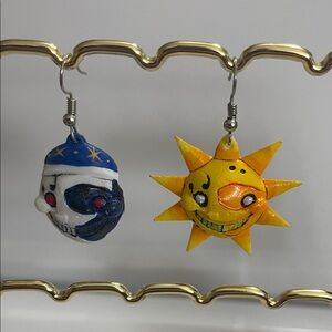Sun‎ and Moon Earrings - Blue and Yellow
